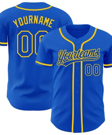 Custom Thunder Blue Yellow Authentic Baseball Jersey