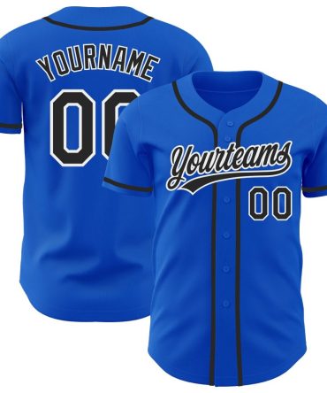 Custom Thunder Blue Black-White Authentic Baseball Jersey