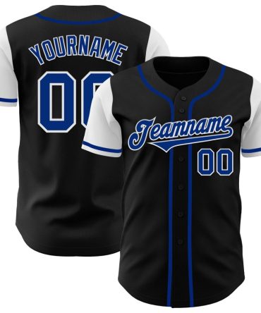 Custom Black Royal-White Authentic Two Tone Baseball Jersey