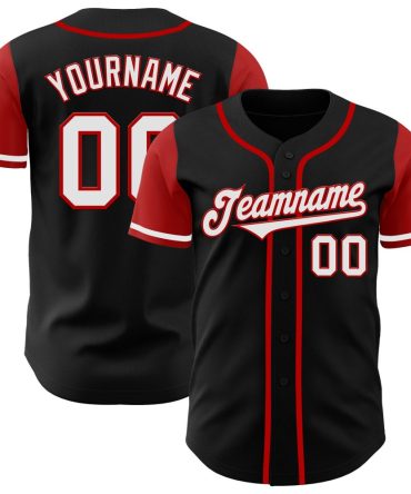 Custom Black White-Red Authentic Two Tone Baseball Jersey