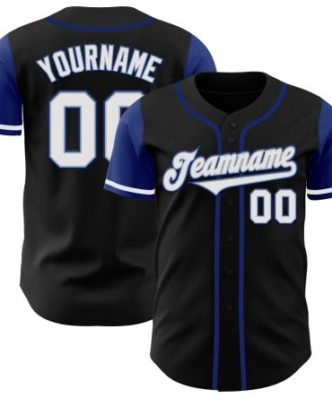 Custom Black White-Royal Authentic Two Tone Baseball Jersey