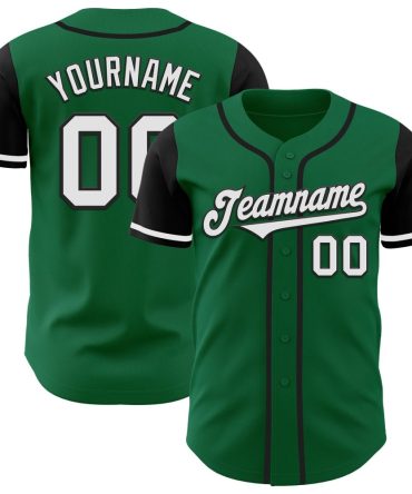 Custom Kelly Green White-Black Authentic Two Tone Baseball Jersey