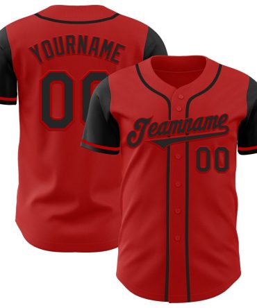 Custom Red Black Authentic Two Tone Baseball Jersey