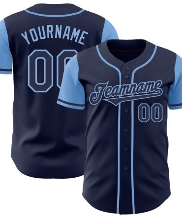 Custom Navy Light Blue Authentic Two Tone Baseball Jersey