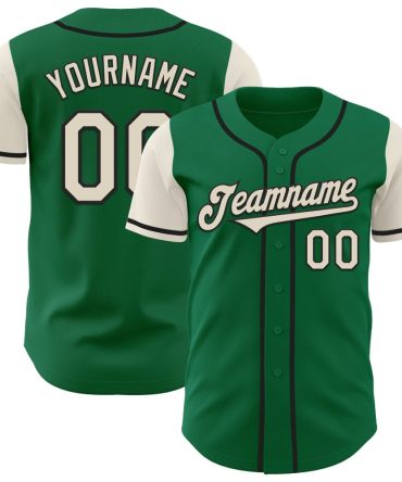 Custom Kelly Green Cream-Black Authentic Two Tone Baseball Jersey