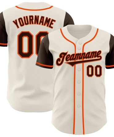 Custom Cream Brown-Orange Authentic Two Tone Baseball Jersey