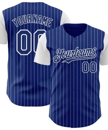 Custom Royal White Pinstripe White Authentic Two Tone Baseball Jersey
