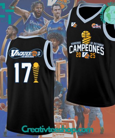 Vaqueros De Bayamon Champions Baloncesto Superior Nacional 2025 Black Basketball Jersey