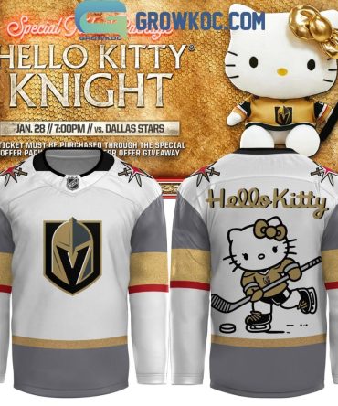 Vegas Golden Knights Hello Kitty Celebrating 50Th Anniversary Hockey Jersey