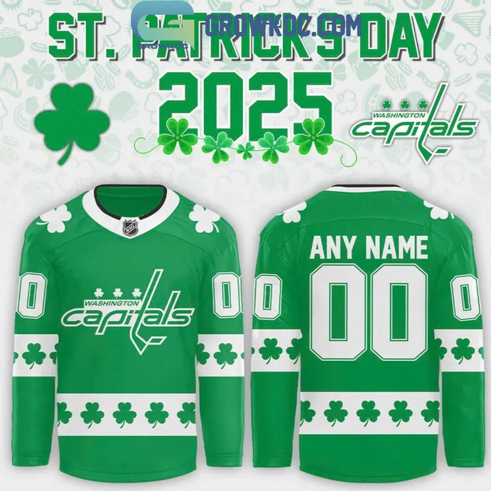 Washington Capitals St Patricks Day 2025 Personalized Hockey Jersey
