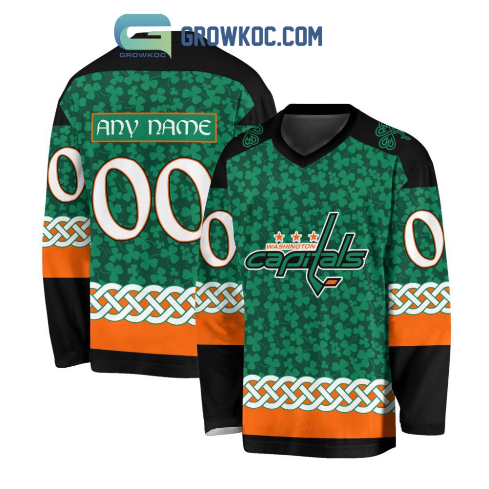 Washington Capitals St.Patrick'S Day Personalized Long Sleeve Hockey Jersey