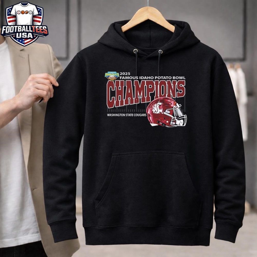 Washington State Cougars Football Are 2025 Famous Idaho Potato Bowl Champions Helmet At Albertsons Stadium In Boise Idaho On December 22 2025 Unisex Shirt - Image 3