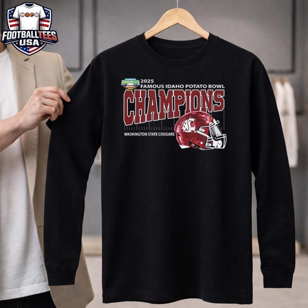 Washington State Cougars Football Are 2025 Famous Idaho Potato Bowl Champions Helmet At Albertsons Stadium In Boise Idaho On December 22 2025 Unisex Shirt - Image 4