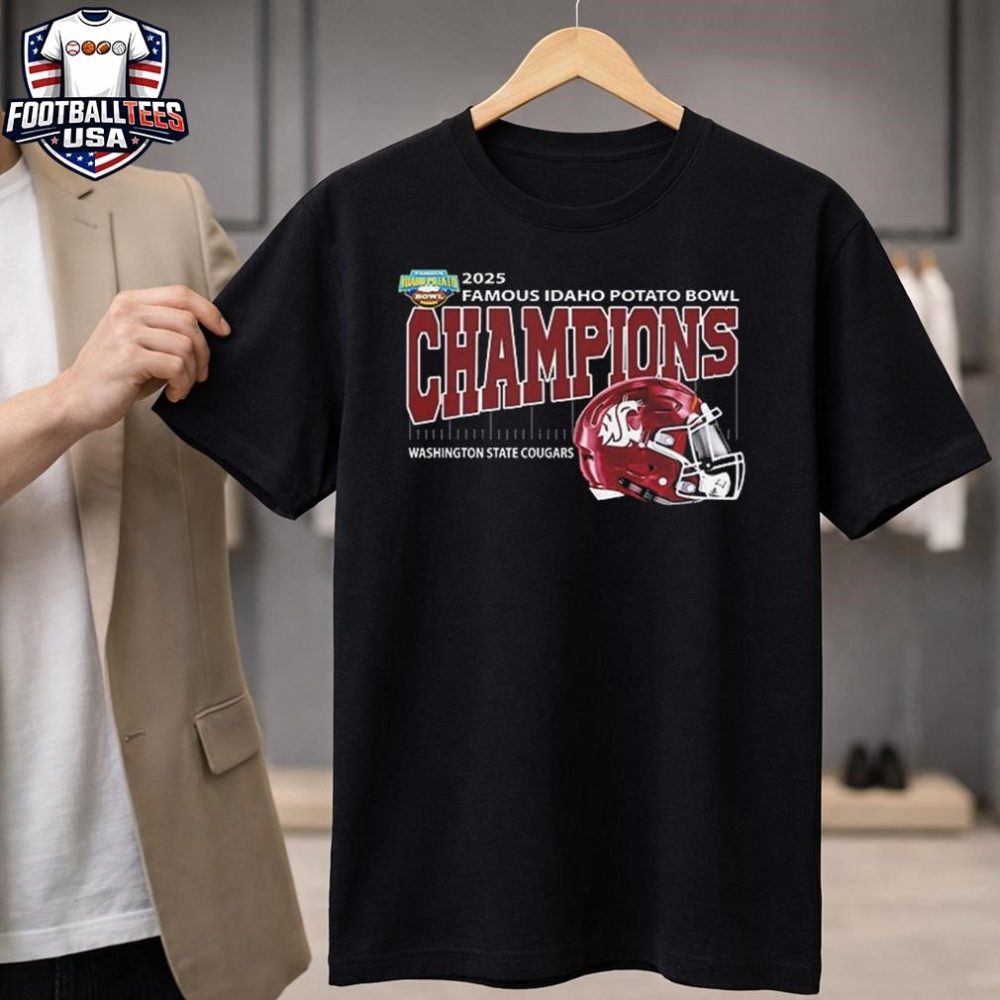 Washington State Cougars Football Are 2025 Famous Idaho Potato Bowl Champions Helmet At Albertsons Stadium In Boise Idaho On December 22 2025 Unisex Shirt