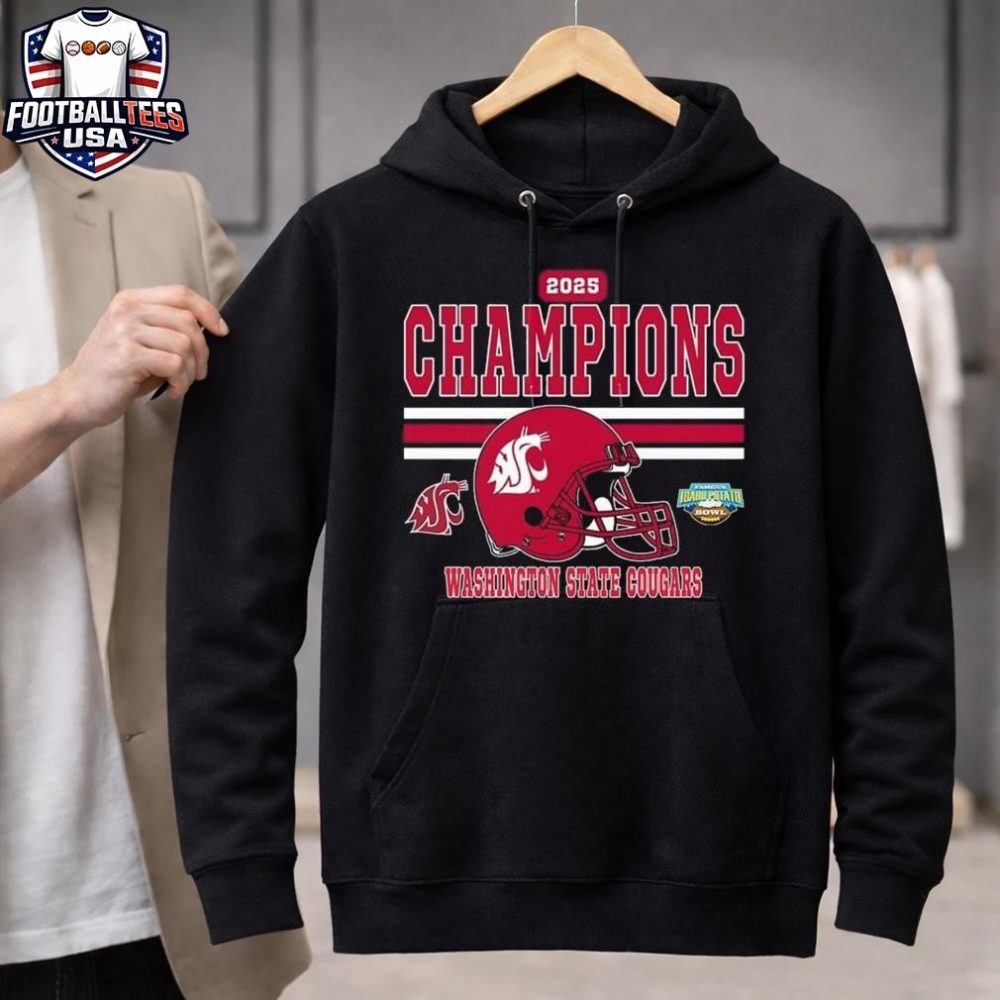 Washington State Cougars Football Named To Champions 2025 Famous Idaho Potato Bowl Helmet Unisex Shirt - Image 3