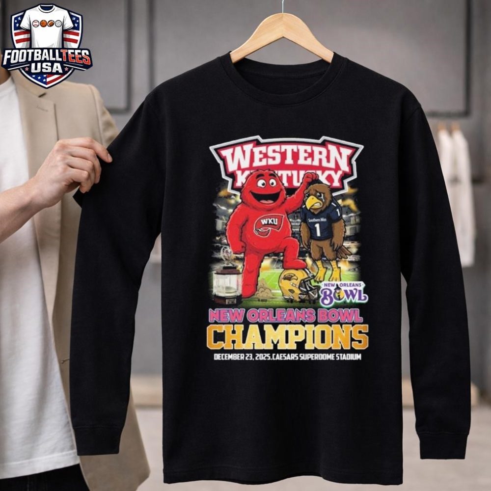 Western Kentucky New Orleans Bowl Champions 2025 Mascot Vintage Unisex Shirt - Image 4