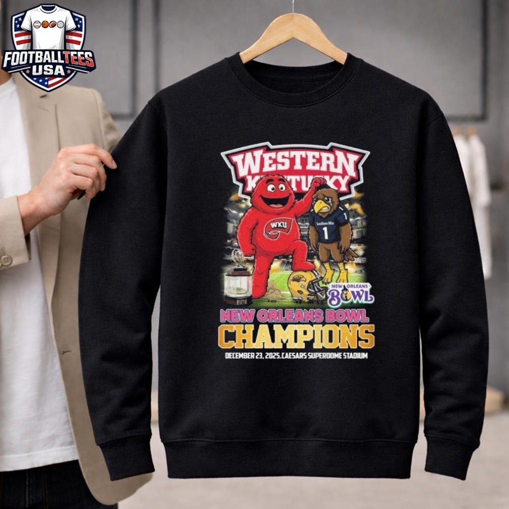 Western Kentucky New Orleans Bowl Champions 2025 Mascot Vintage Unisex Shirt - Image 2