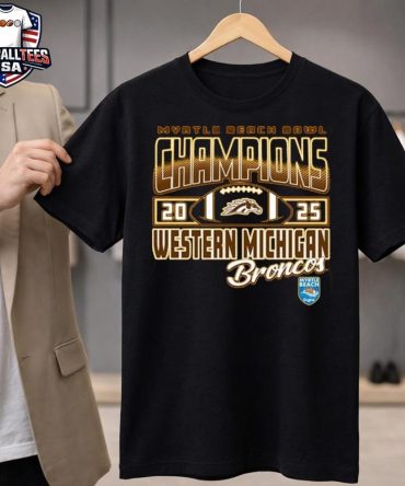 Western Michigan Broncos Gold 2025 Myrtle Beach Bowl Champions Unisex Shirt