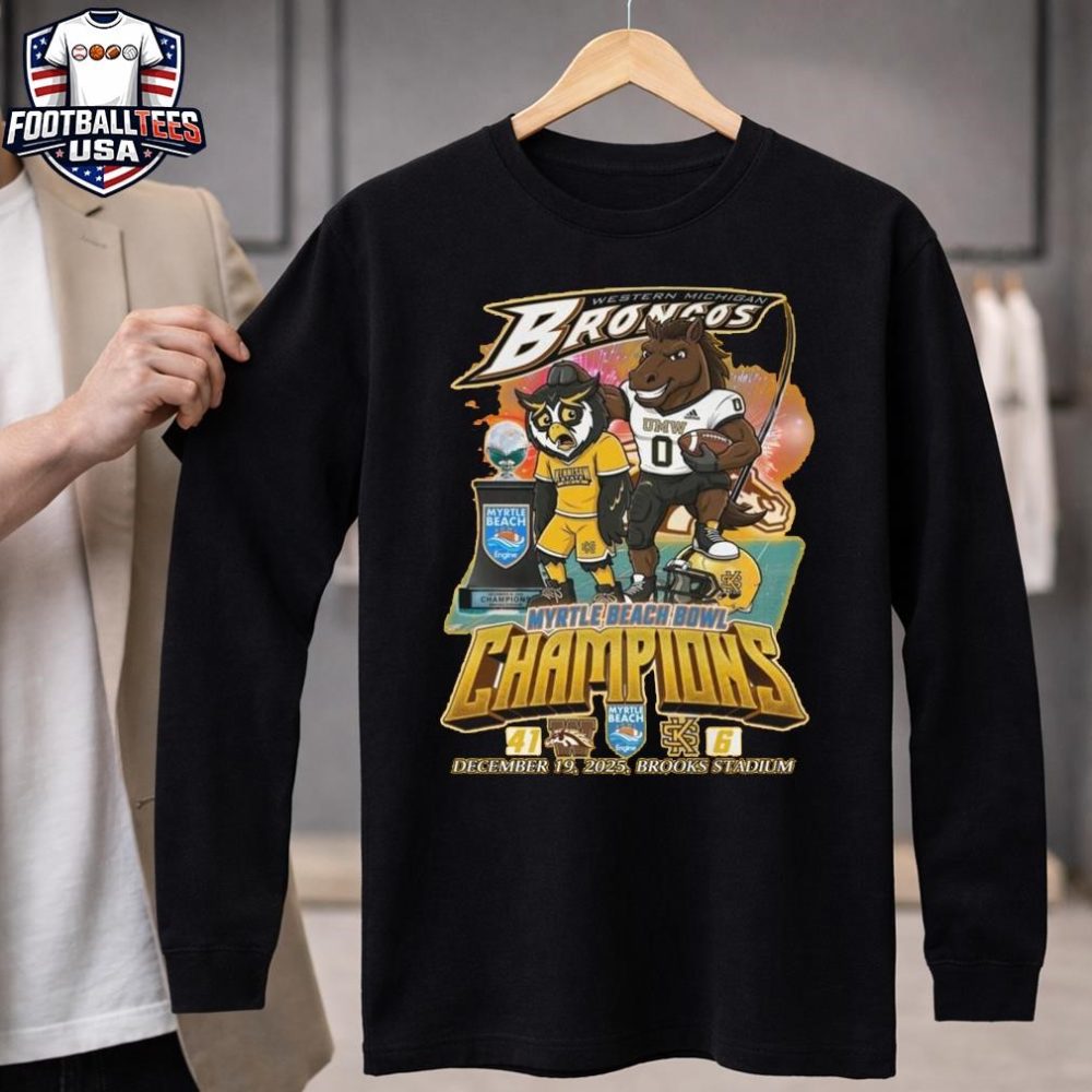 Western Michigan Broncos Myrtle Beach Bowl Champions 2025 Beat Kennesaw Mascot T-Shirt - Image 4