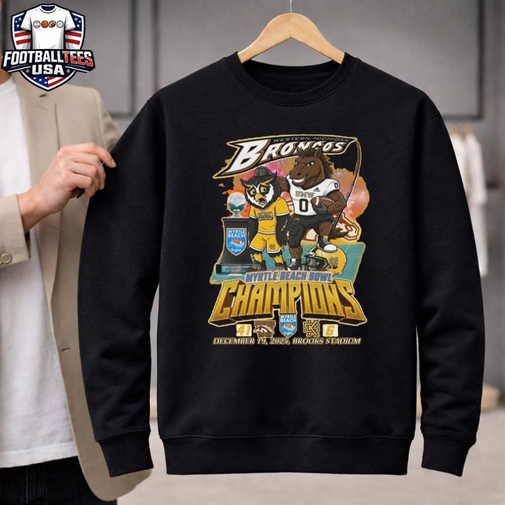Western Michigan Broncos Myrtle Beach Bowl Champions 2025 Beat Kennesaw Mascot T-Shirt - Image 2