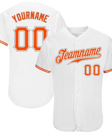 Custom White Orange-Gray Authentic Baseball Jersey