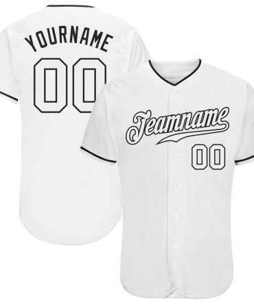 Custom White White-Black Authentic Baseball Jersey