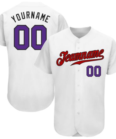 Custom White Purple-Red Authentic Baseball Jersey