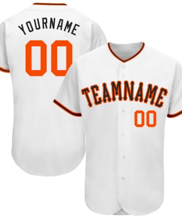 Custom White Orange-Black Authentic Baseball Jersey