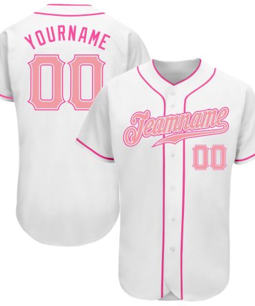 Custom White Medium Pink-Pink Authentic Baseball Jersey