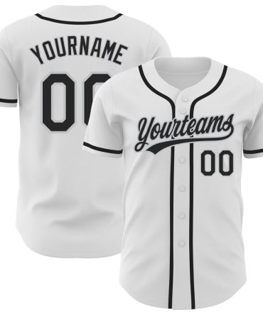 Custom White Black-Gray Authentic Baseball Jersey