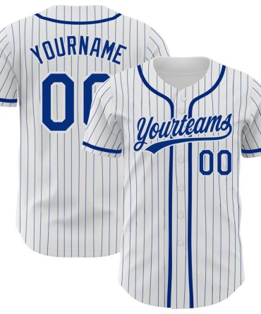 Custom White Royal Pinstripe Royal Authentic Baseball Jersey