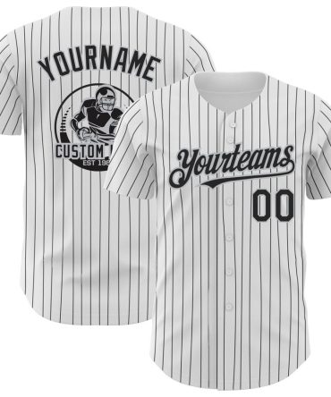 Custom White Black Pinstripe Gray Authentic Baseball Jersey