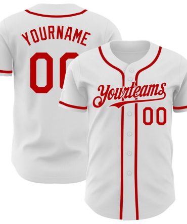 Custom White Red Authentic Baseball Jersey