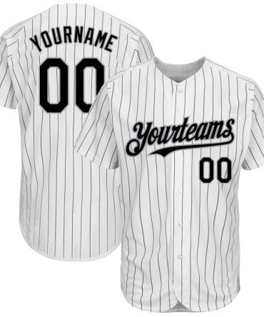 Custom White Black Pinstripe Gray Authentic Baseball Jersey