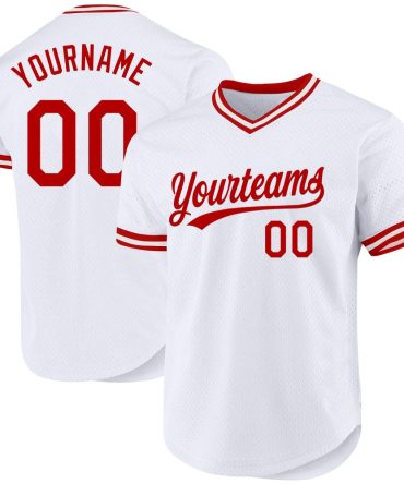 Custom White Red Authentic Throwback Baseball Jersey
