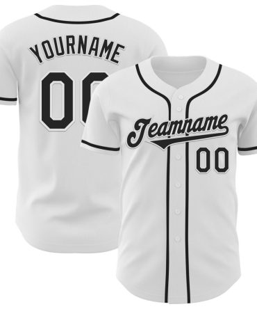 Custom White Black Authentic Baseball Jersey