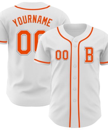 Custom White Orange-Gray Authentic Baseball Jersey