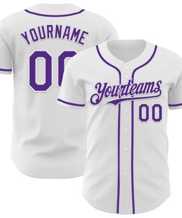 Custom White Purple Authentic Baseball Jersey