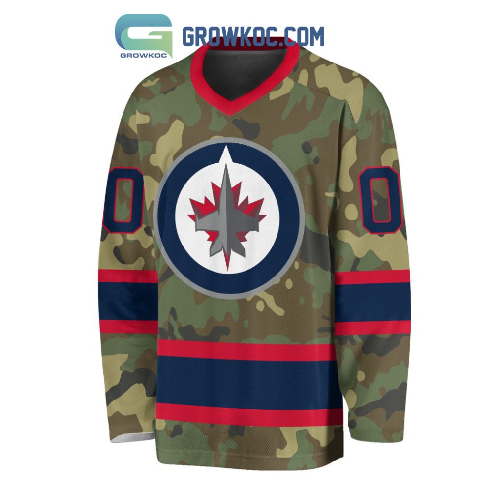 Winnipeg Jets Special Camo Veteran Design Personalized Hockey Jersey - Image 2