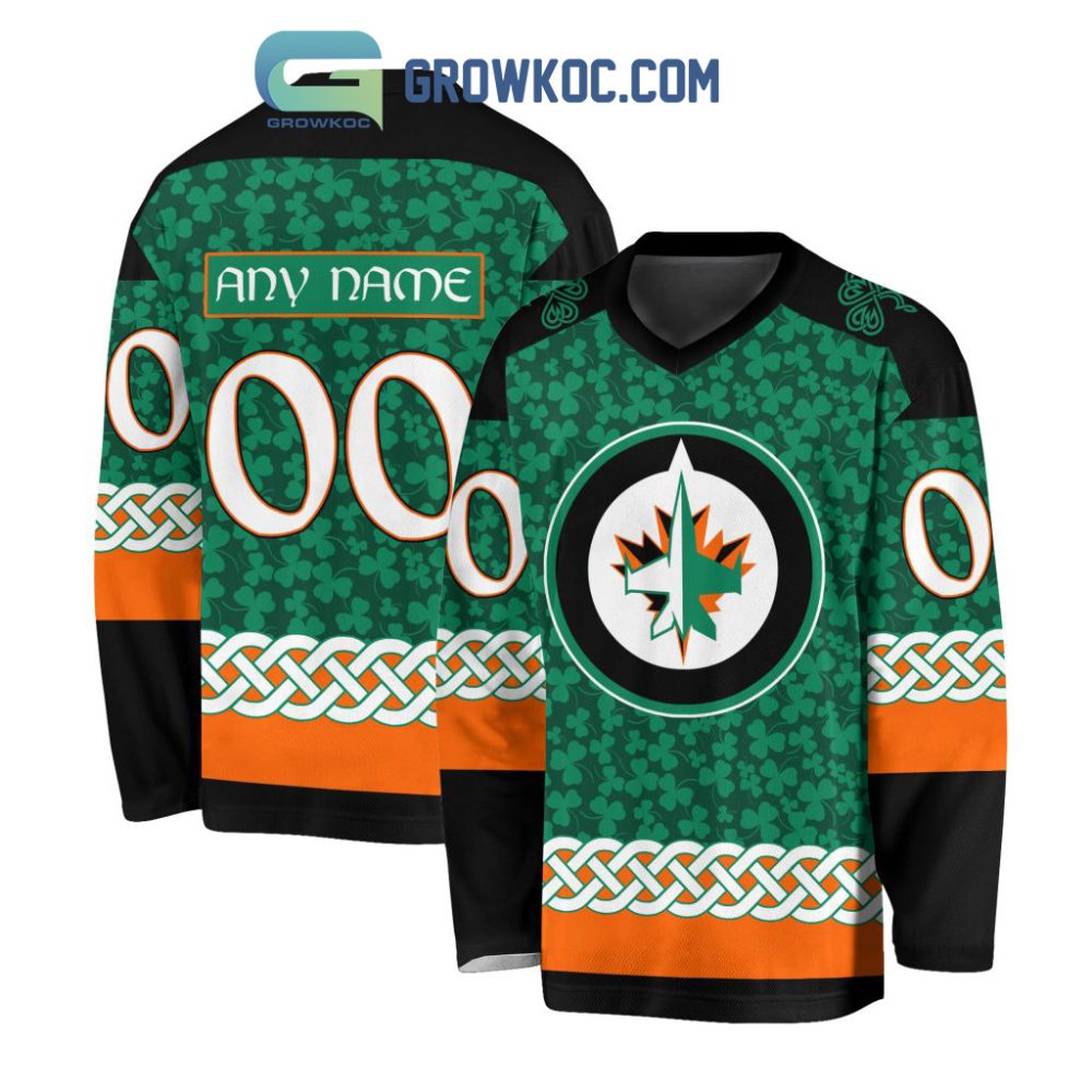 Winnipeg Jets St.Patrick'S Day Personalized Long Sleeve Hockey Jersey