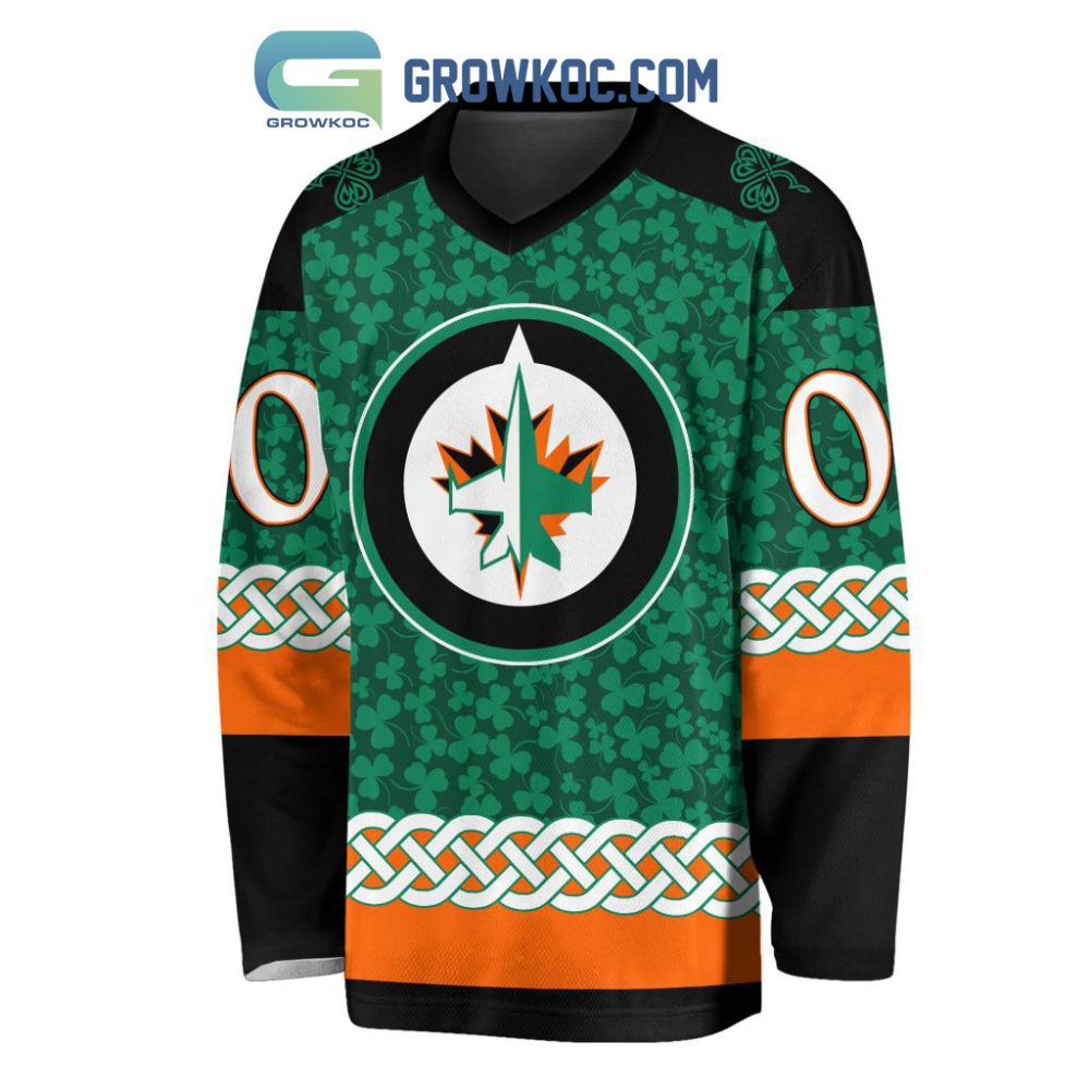 Winnipeg Jets St.Patrick'S Day Personalized Long Sleeve Hockey Jersey - Image 2