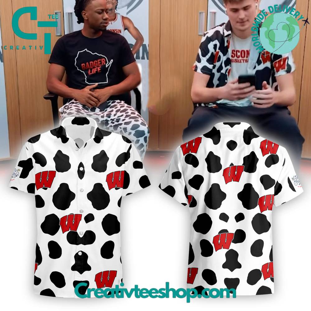 Wisconsin Badgers Basketball Cow Print Hawaiian Shirt