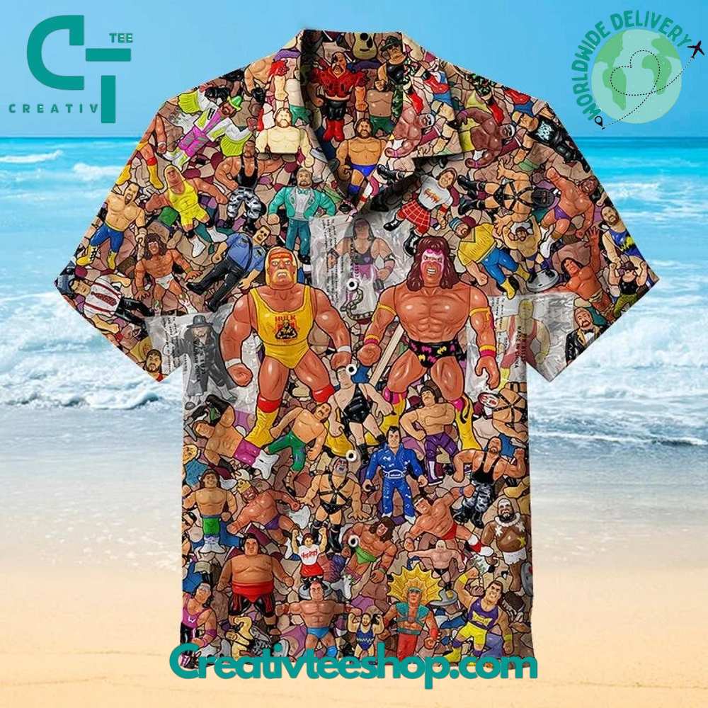Wrestling Character Collage Art Hawaiian Shirt