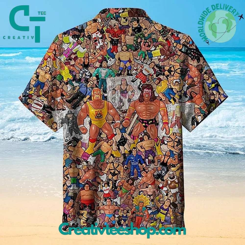 Wrestling Character Collage Art Hawaiian Shirt - Image 2