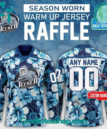 Jacksonville Icemen "Icemen Season" Worn Warm Up Raffle Hockey Jersey