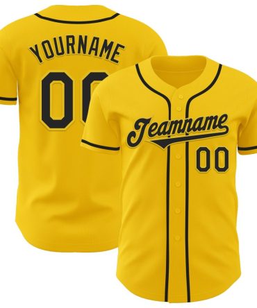 Custom Yellow Black Authentic Baseball Jersey