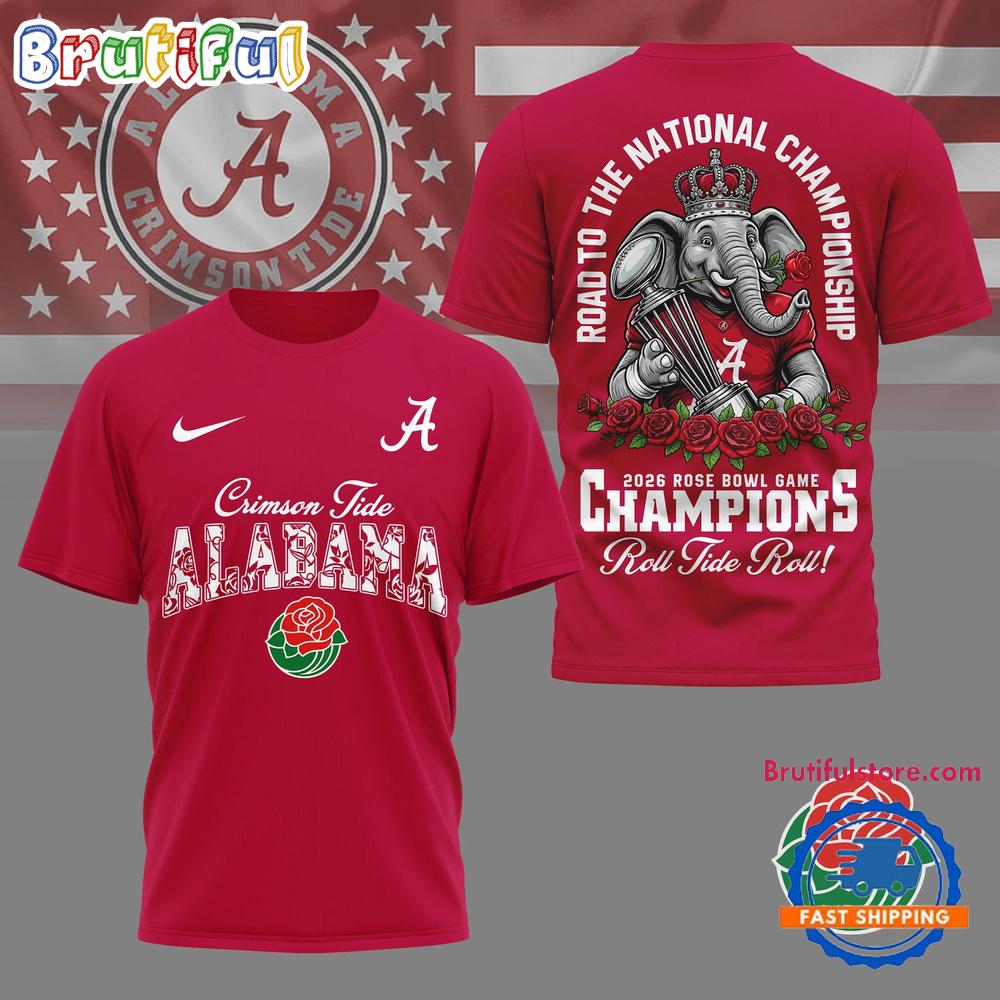 Alabama Crimson Tide 2026 Ncaa Rose Bowl Game Champions Limited 3D Shirt