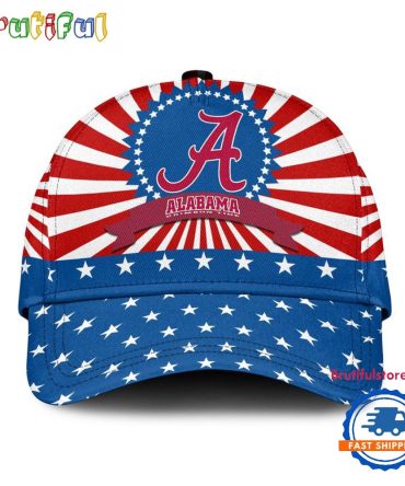 Alabama Crimson Tide American Flag Pattern Independence Day Baseball Cap