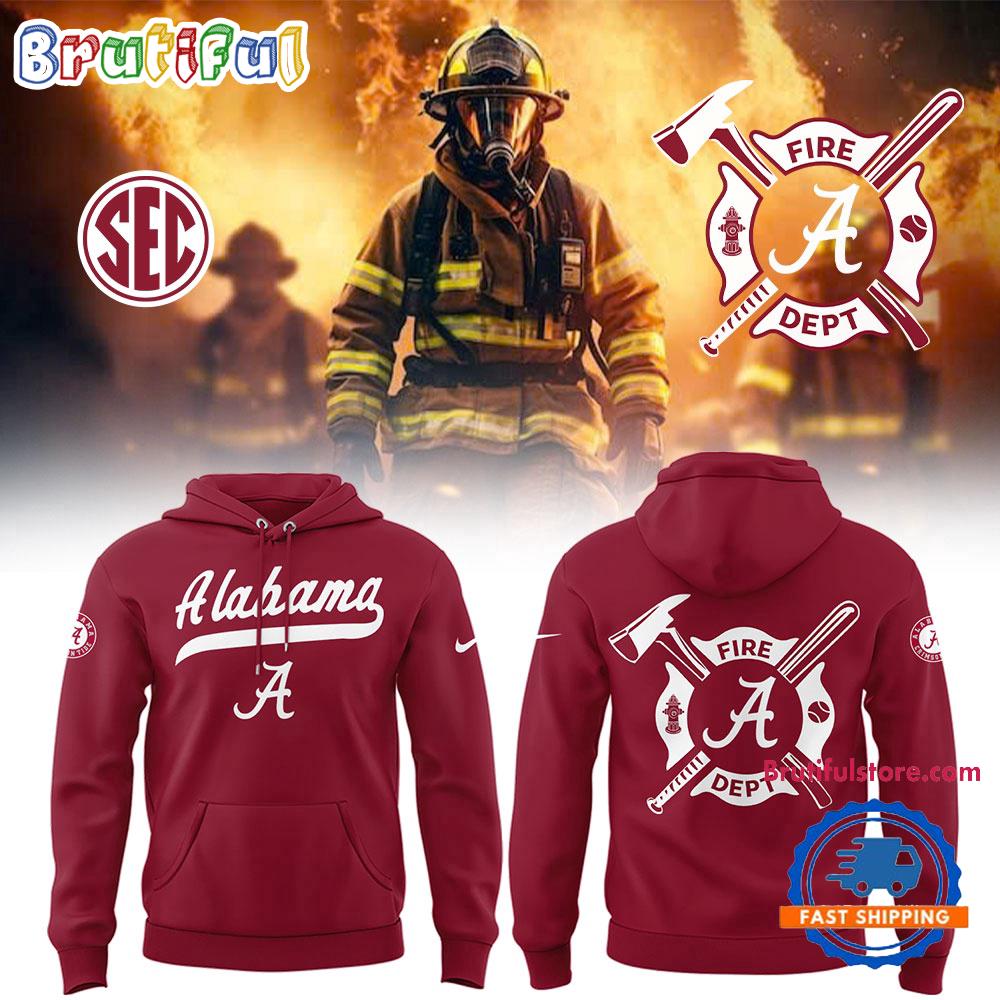 Alabama Crimson Tide Baseball X Firefighter Appreciation 2025 Red Hoodie