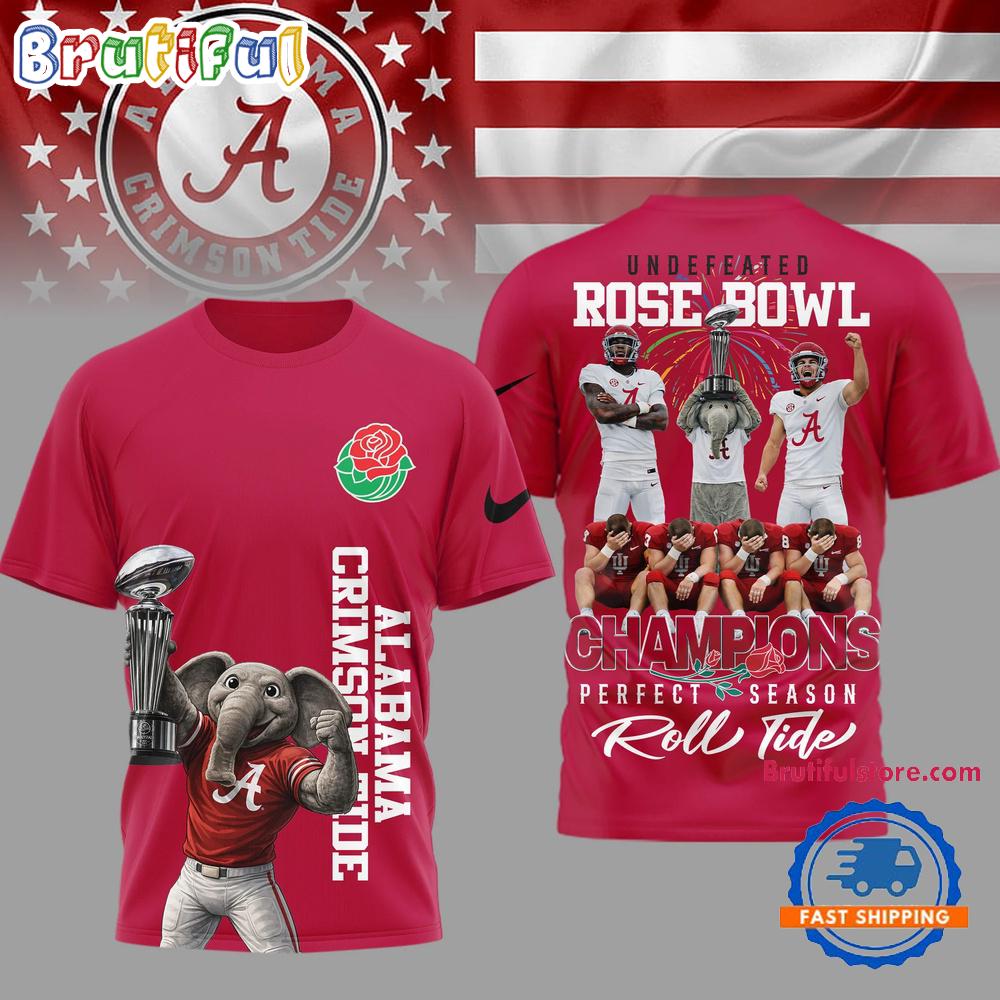 Alabama Crimson Tide Ncaa Rose Bowl Champions Perfect Season 3D Shirt